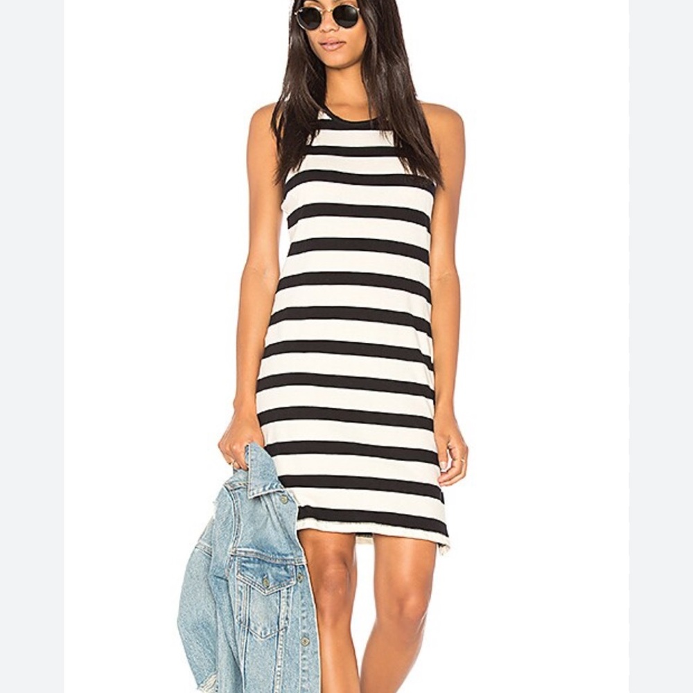 Zara | Trafaluc Navy + White Striped Cotton Shift Dress